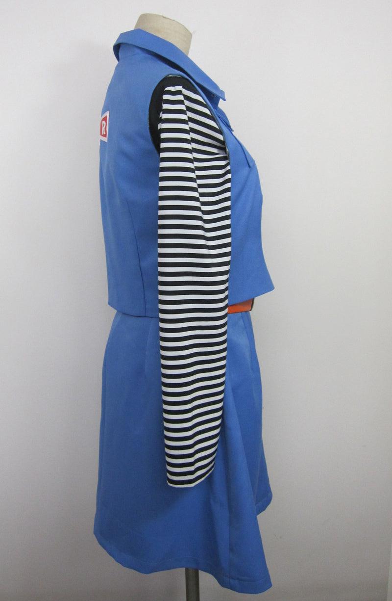 Dragon-Ball Android 18 Uniform Cloth Combined Leather Costume - CrazeCosplay