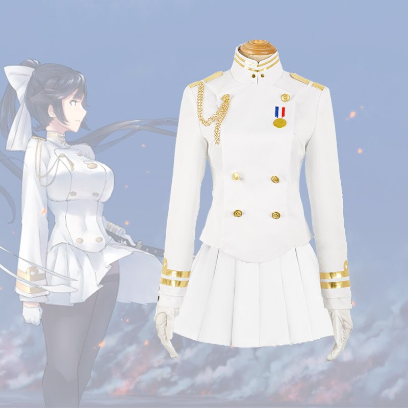 Game Azur Lane IJN Atago IJN Takao Cosplay Costume White Uniform Skirt Heavy Cruiser Sexy Women Dress - CrazeCosplay