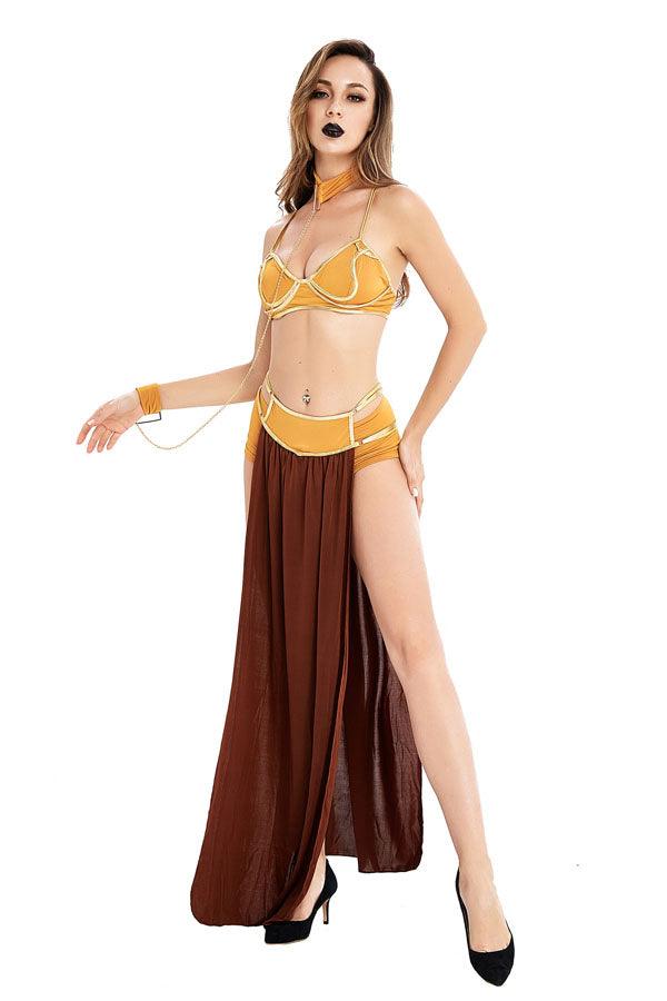 Princess Leia Slave Costume Sexy Gold Bikini Outfit