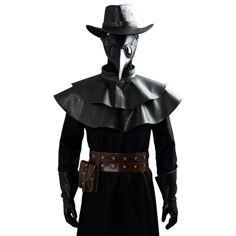 Plague Doctor Steampunk Bird Mask Cape Long Grown Hat Set Holloween Costume Cosplay Costume - CrazeCosplay