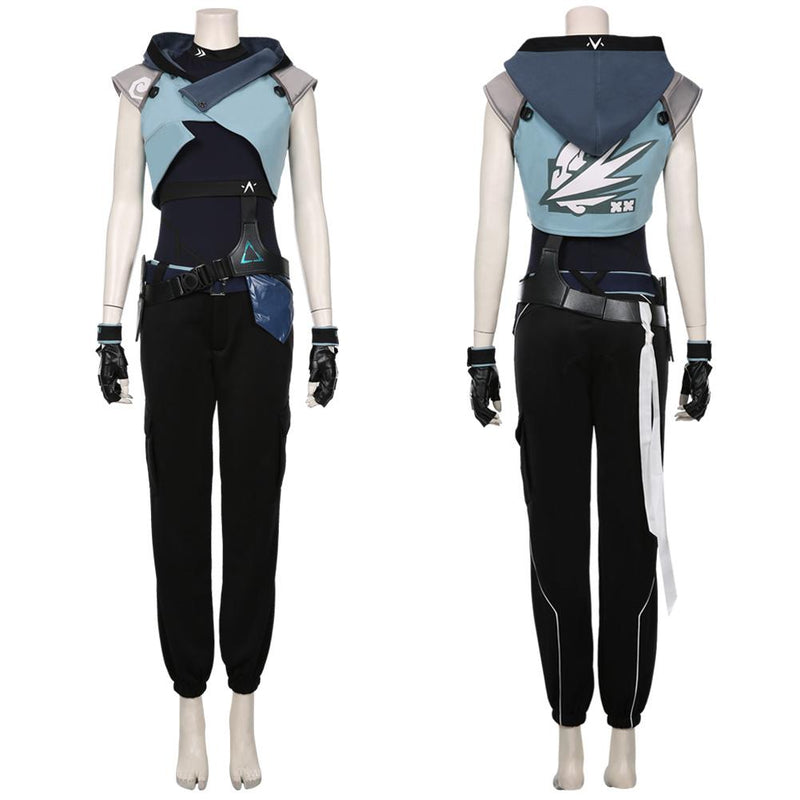 Game Valorant Jett Light Blue Outfit Cosplay Costume