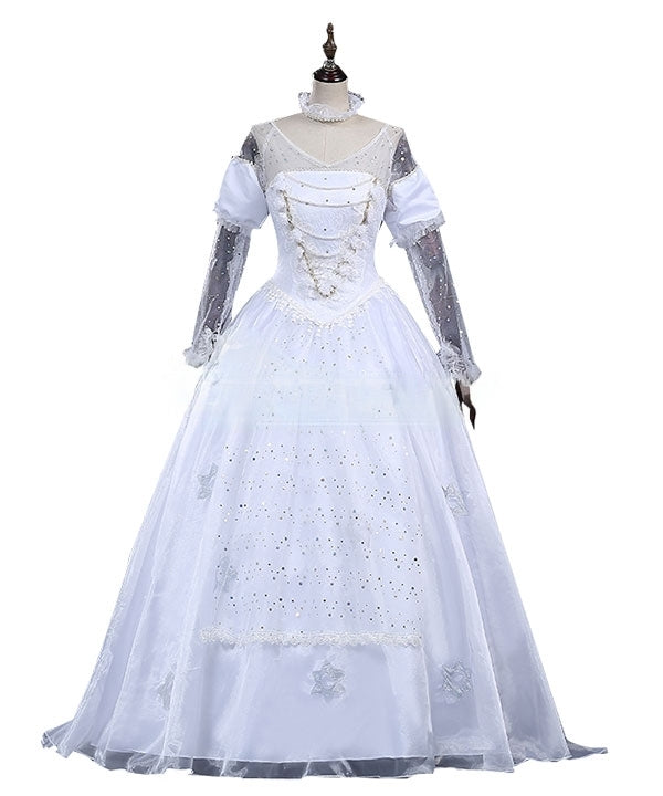 White Queen Dress Alice in Wonderland Cosplay Dress Halloween Princess Cosplay
